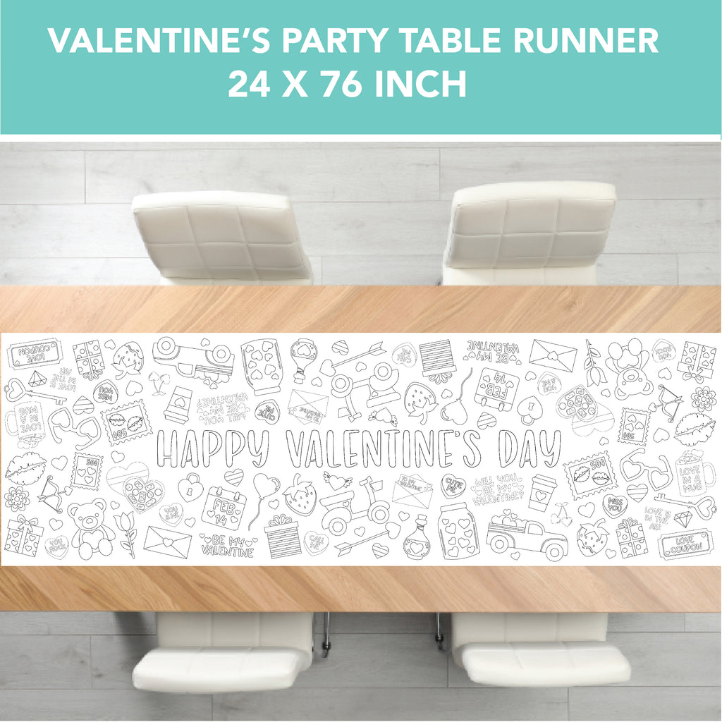 Valentine's Coloring Table Runner| Valentine's Party