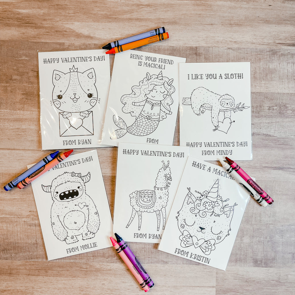 Personalized Valentine's Coloring Cards 2| Valentine's Day