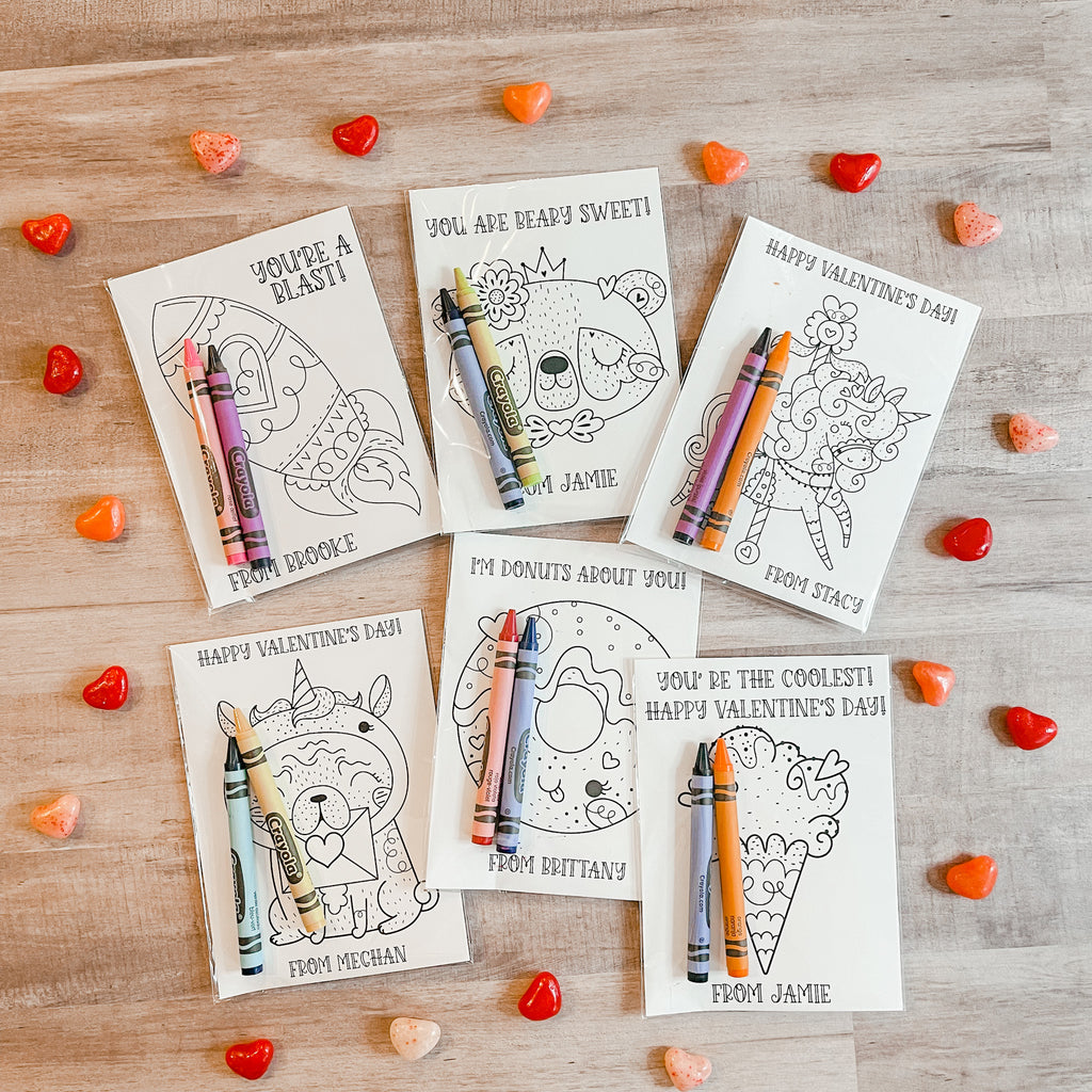 Personalized Valentine's Coloring Cards 2| Valentine's Day