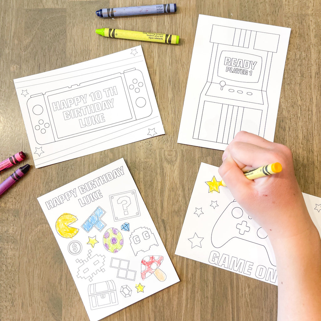 Personalized Video Game Coloring Party Favors