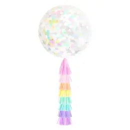 Unicorn Jumbo Confetti Balloon & Tassel Tail - Pastel Rainbow