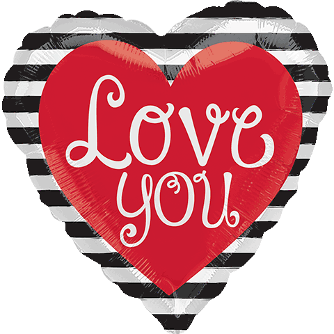 18" Love Black & White Stripes| Valentine's Day