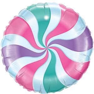 Candy Pastel Swirl Christmas Mylar Balloon 18 inch