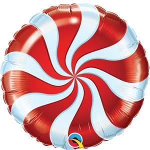 Candy Red Swirl Christmas Mylar Balloon 18 inch