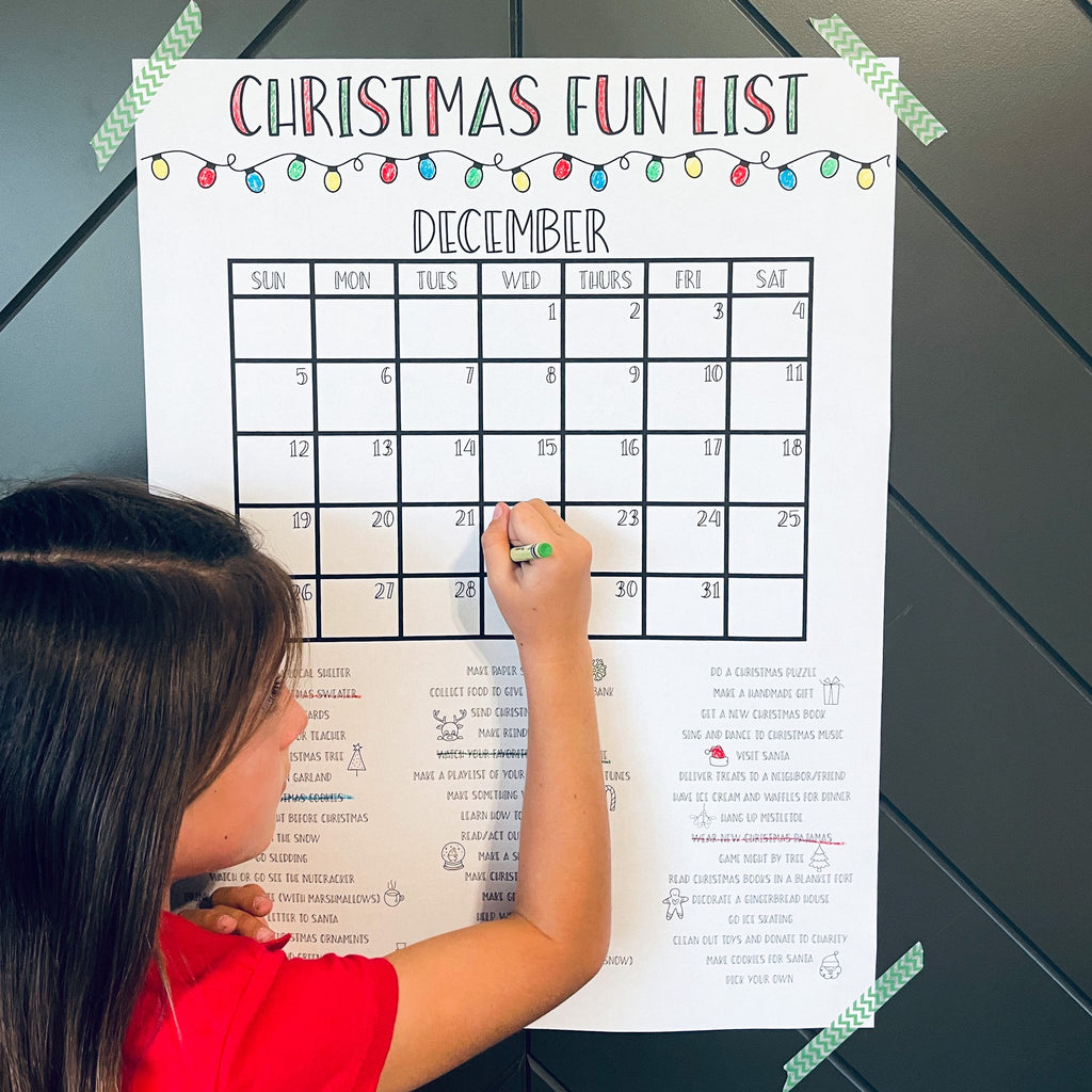 PRINTABLE Christmas Fun List Poster| Instant Download