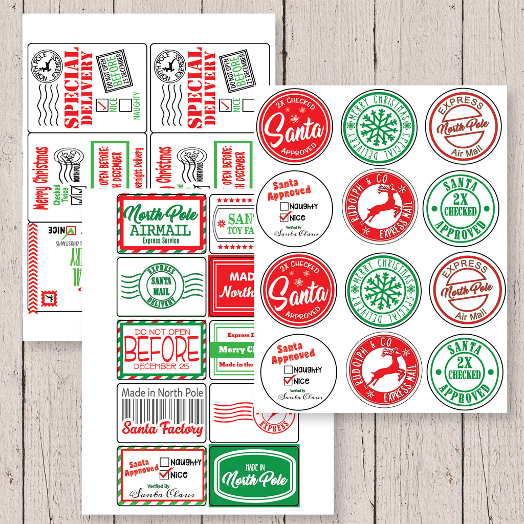 Santa's Workshop Gift Stickers | Set of 28
