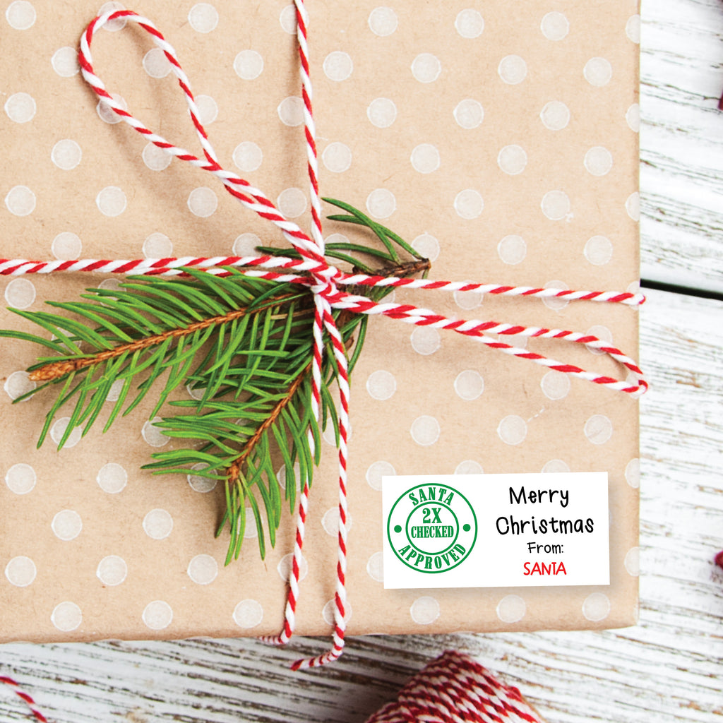 Santa Checked Twice - Personalized Christmas Gift Stickers