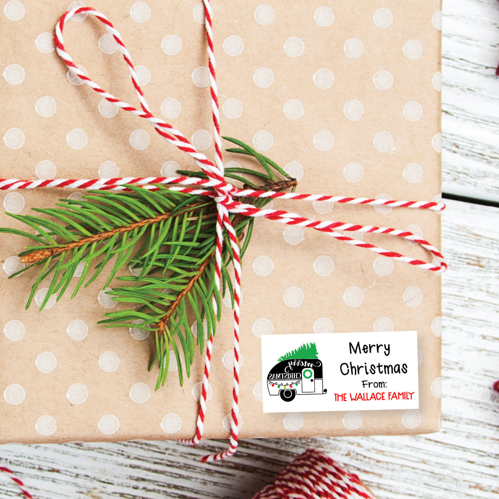 Personalized Christmas Camper Gift Stickers