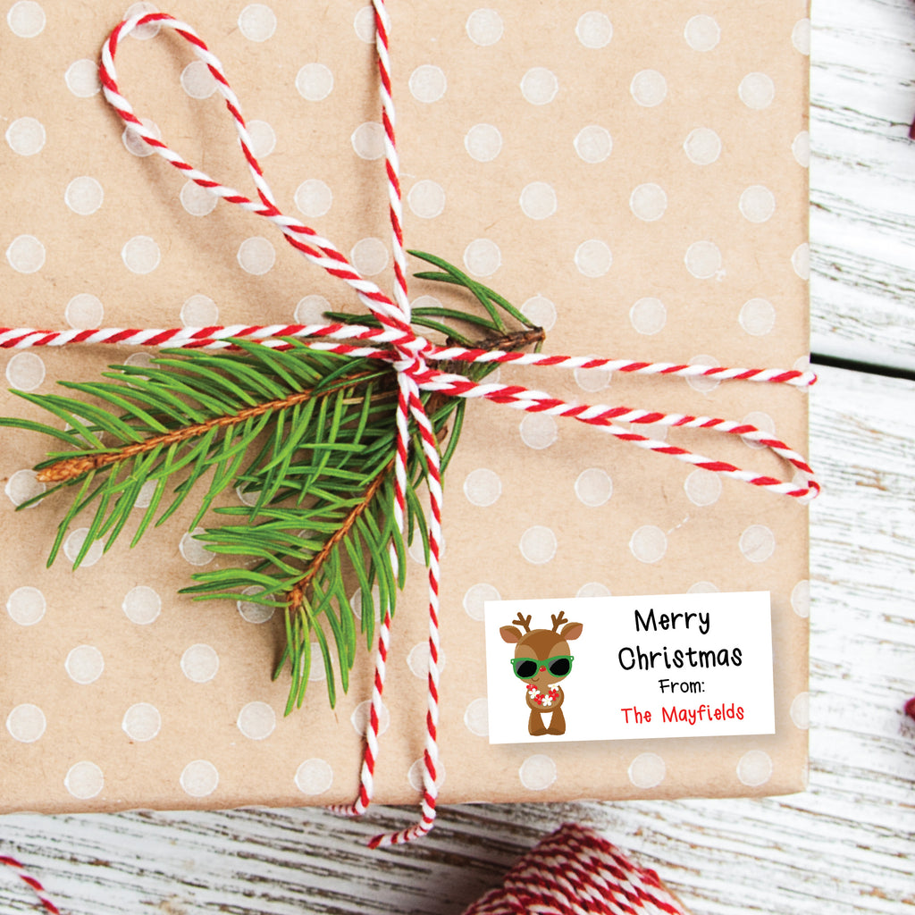 Cool Rudolph - Personalized Christmas Gift Stickers
