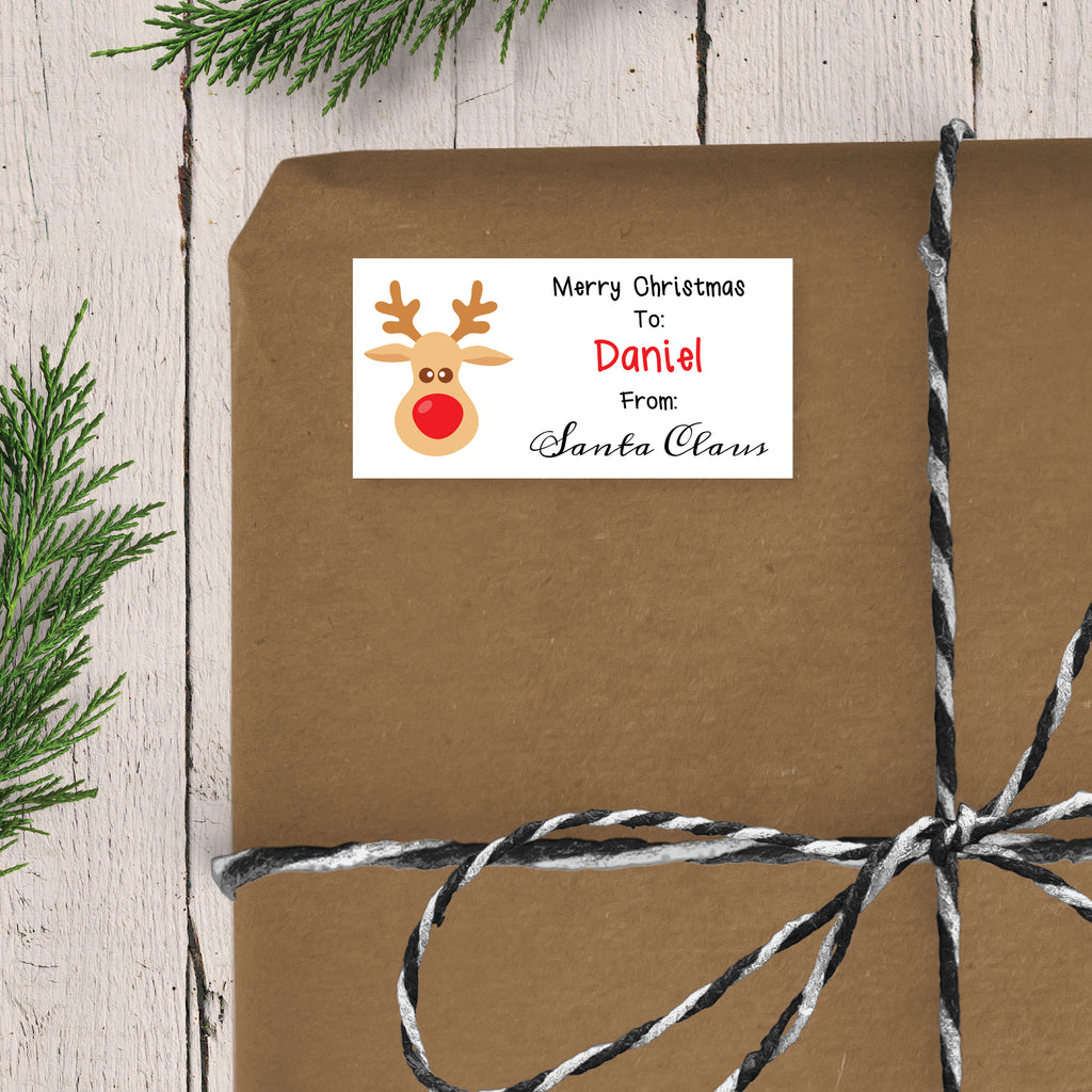 Rudolph The Red-Nosed Reindeer From Santa Claus - Personalized Christmas Gift Stickers