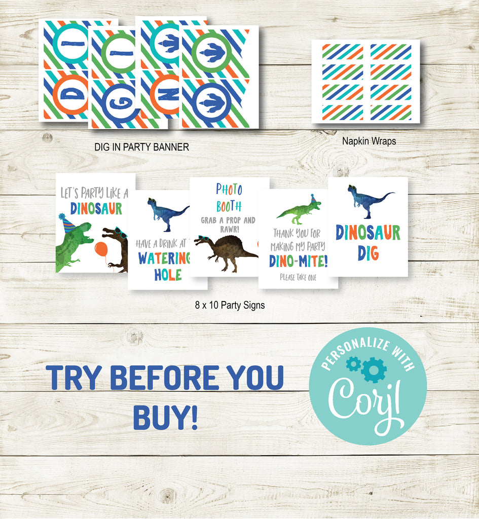 DINOSAUR BIRTHDAY PARTY DECORATIONS | INSTANT DOWNLOAD