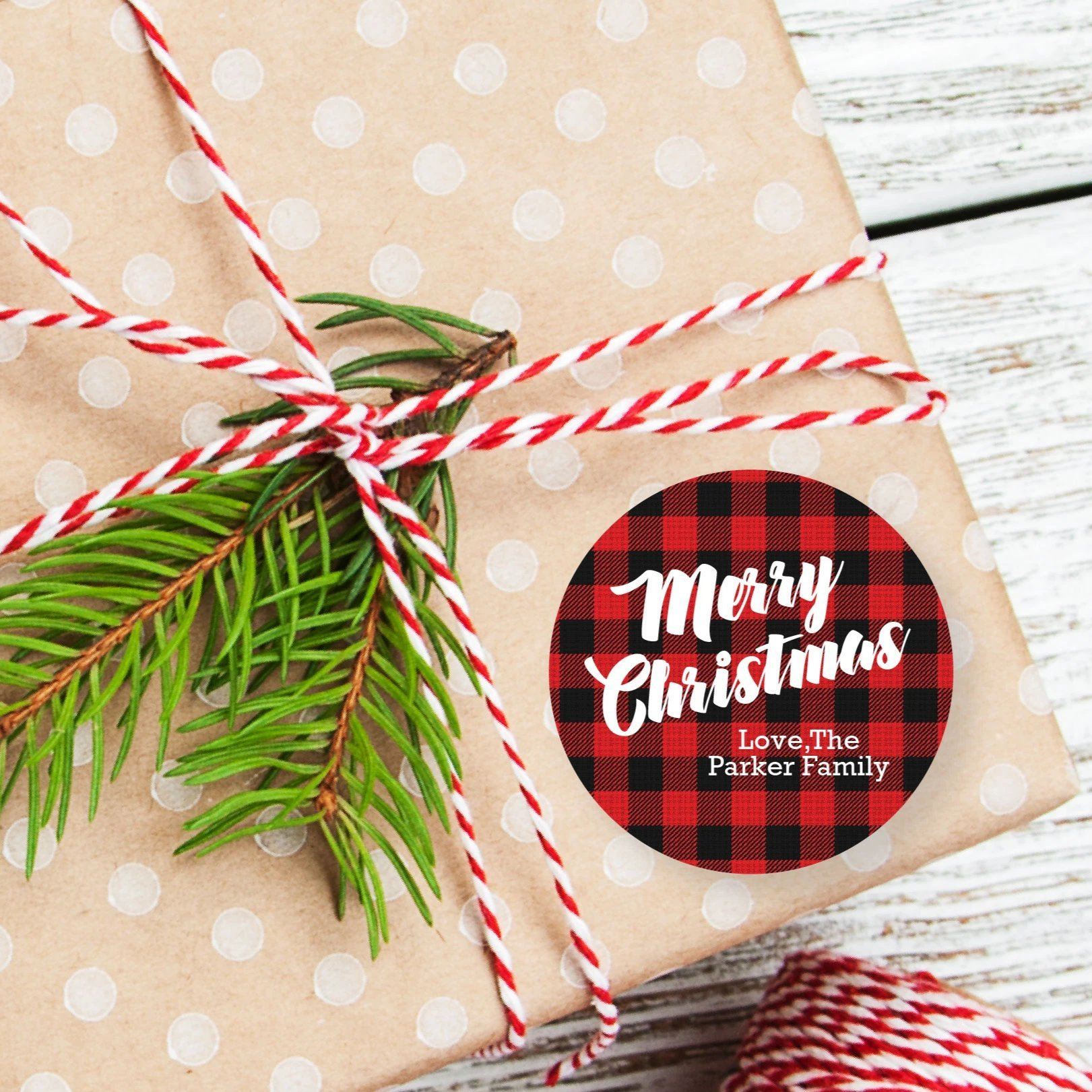 Buffalo Plaid Stickers | Holiday Gift Stickers | Party In A Pinch ...
