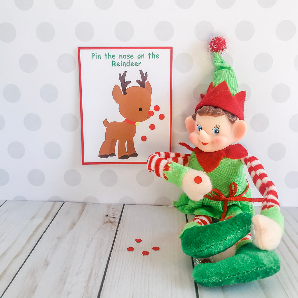 Christmas Elf Pin The Nose Game, Elf Printable, Instant Download