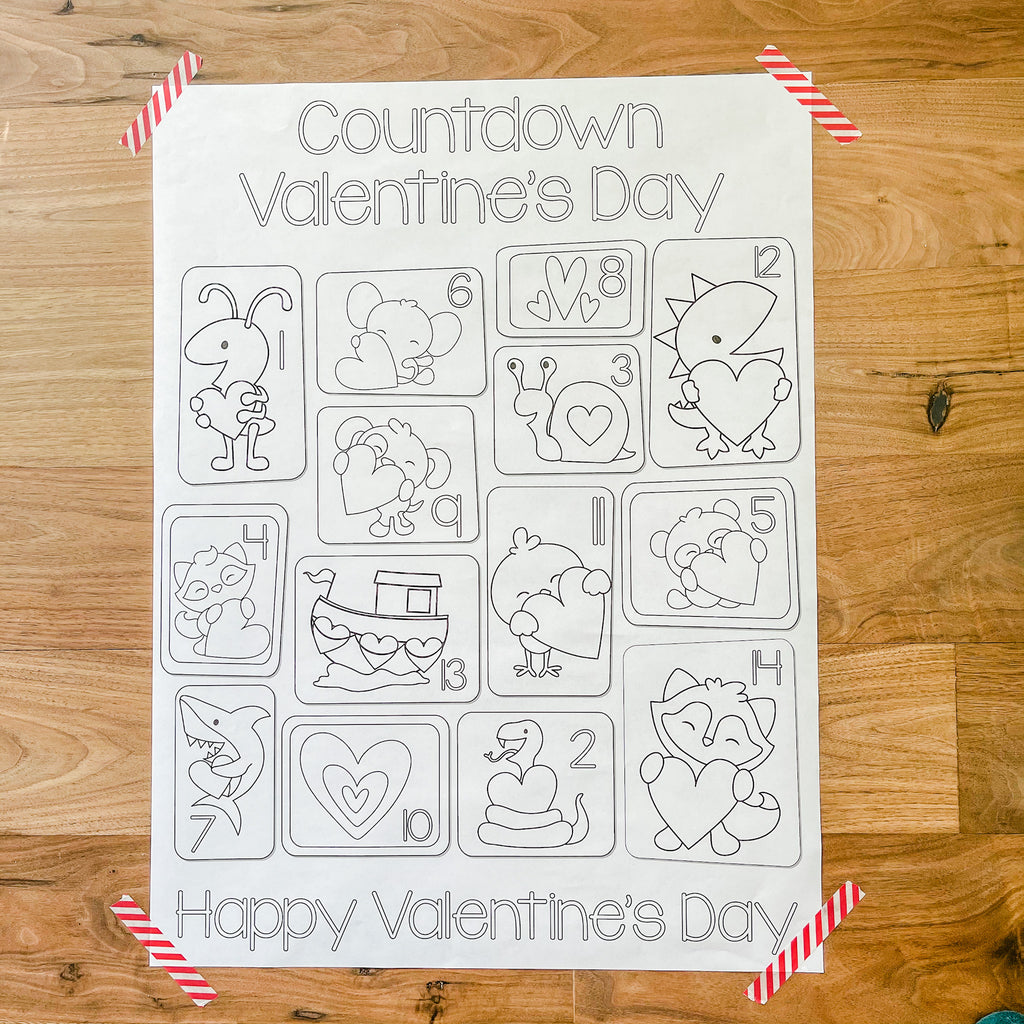 Valentines Coloring Countdown Poster