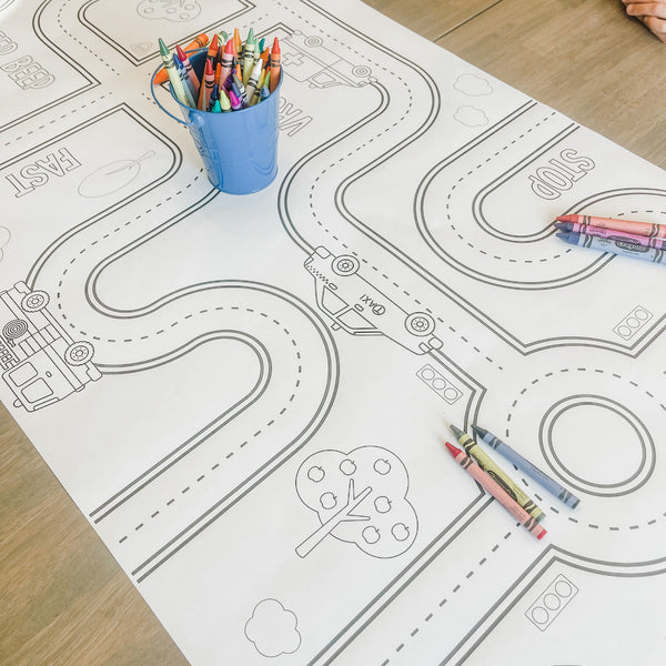 Cars and Trucks Coloring Table Runner, Partyinapinch