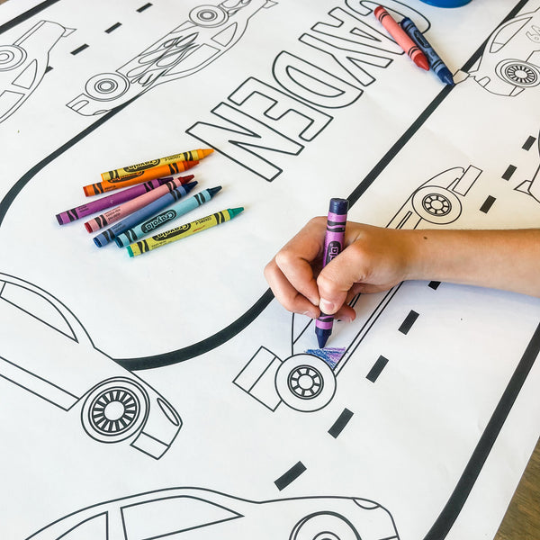 Race Car Coloring Table Runner Partyinapinch