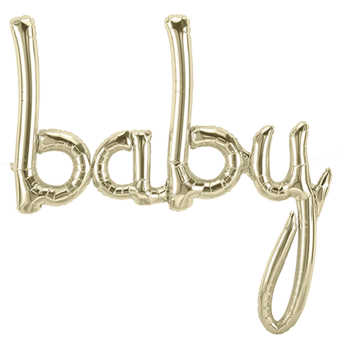 Baby Script White Gold Balloon