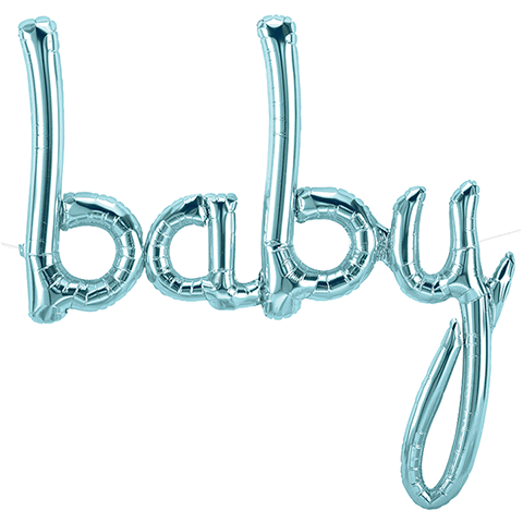 Baby Script Pastel Blue Balloon