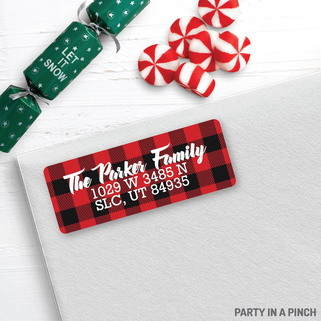 Buffalo Plaid Address Label | Custom Address Labels | Party in A Pinch ...