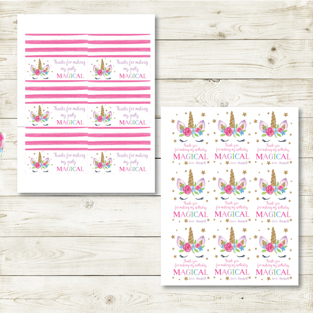 UNICORN PARTY TREAT TAGS AND TOPPERS| UNICORN PARTY FAVOR| UNICORN PARTY