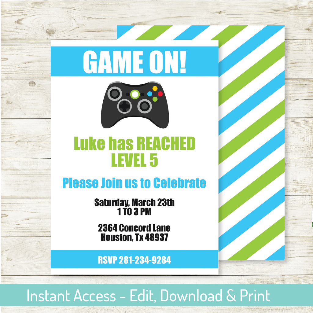 VIDEO GAME PARTY INVITATION| VIDEO GAME PARTY| EDITABLE