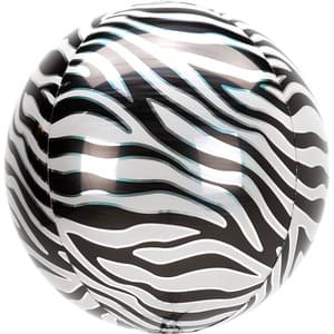 Zebra Print Orbz Balloon 15IN