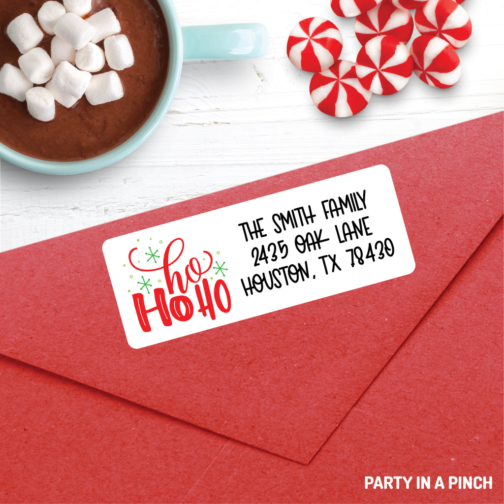 Christmas Ho Ho Ho Red Address Labels| Personalized