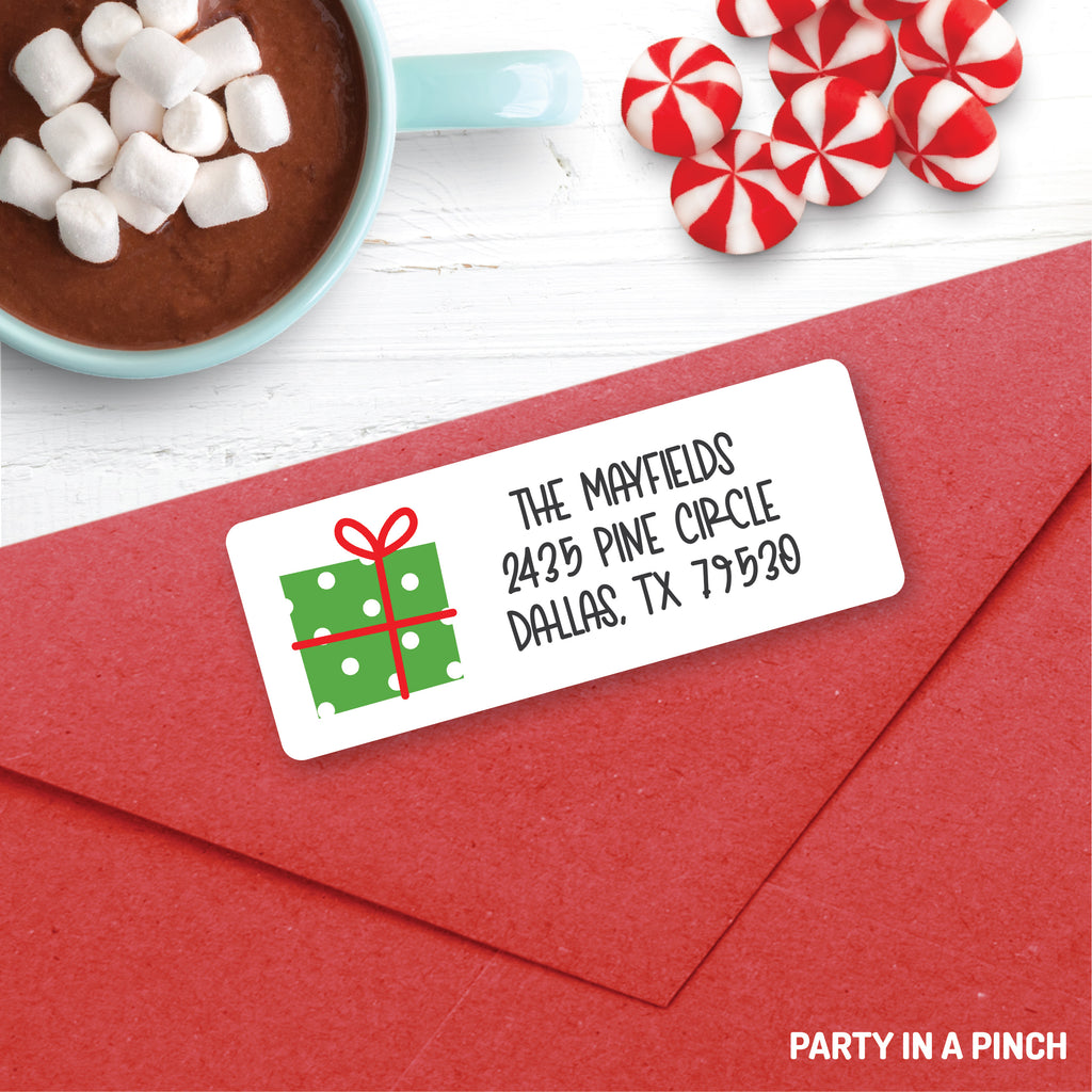 Christmas Present Green Address Labels| Personalized