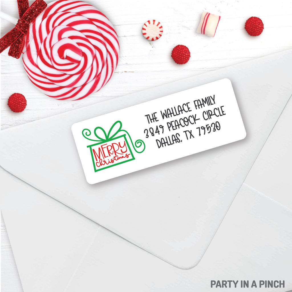 Christmas Merry Christmas Present Address Labels| Personalized