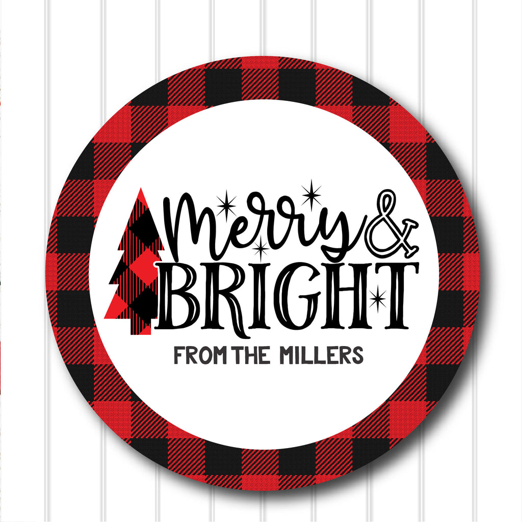 Christmas Merry and Bright Favor Sticker Set 2.5"| Personalized