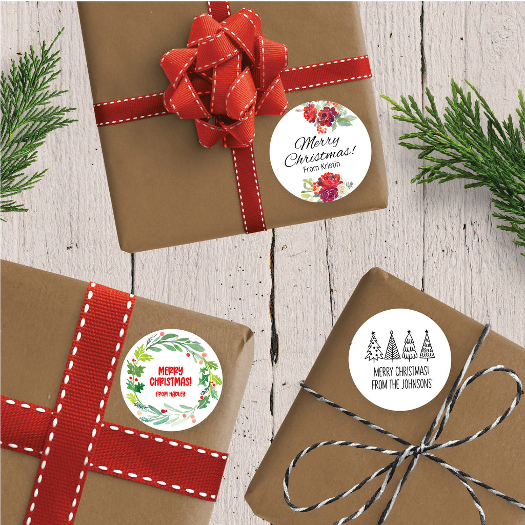 Christmas Trees Favor Sticker Set 2.5"| Personalized