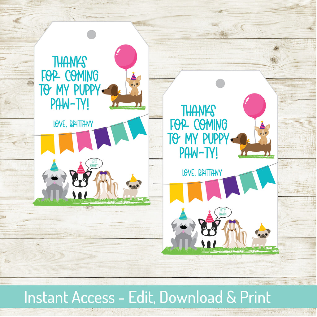 Puppy Party Tag| Puppy Party| Editable