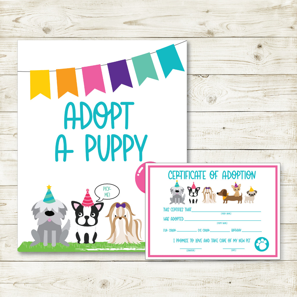 Pet Adoption Certificate And Sign| Puppy Party| Instant Download