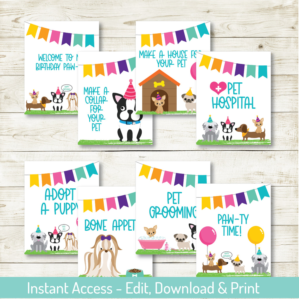 Puppy Party Signs| Puppy Party| Editable