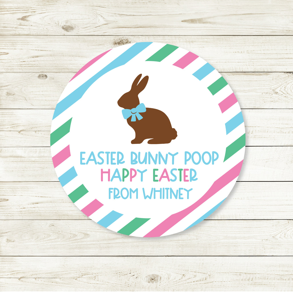 Easter Bunny Poop Blue Favor Sticker Set 2.5"| Personalized