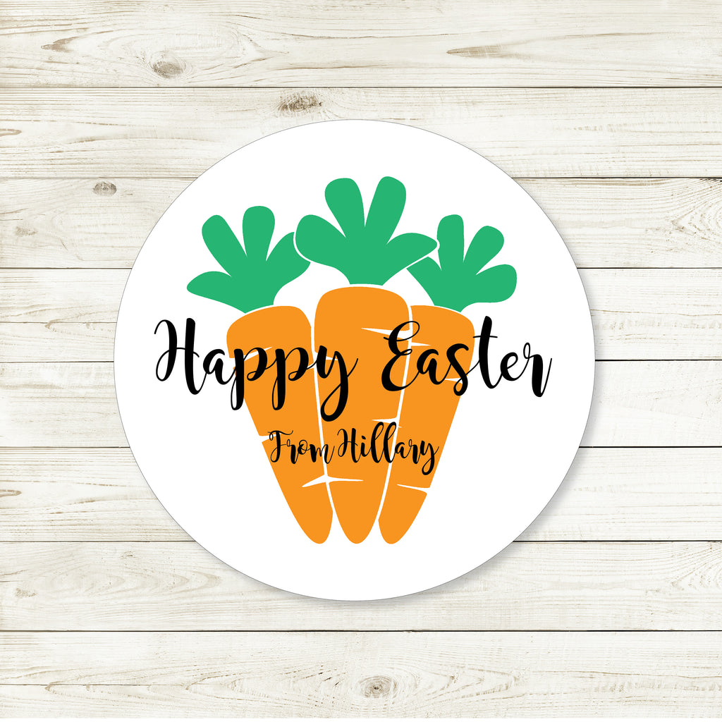 Easter Carrot Favor Sticker Set 2.5"| Personalized