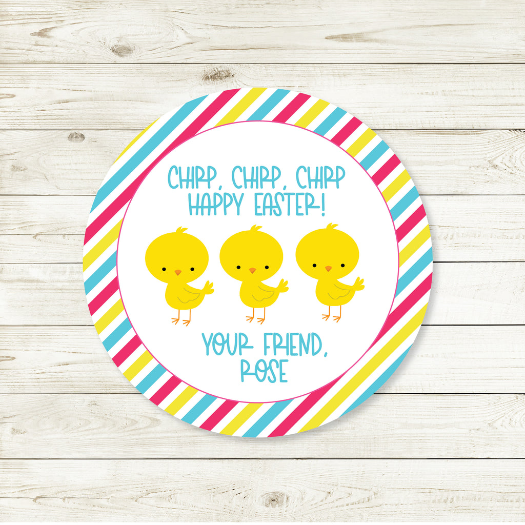 Easter Chicks Favor Sticker Set 2.5"| Personalized