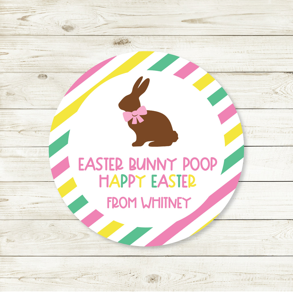 Easter Bunny Poop Pink Favor Sticker Set 2.5"| Personalized