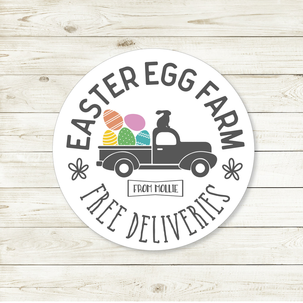 Easter Egg Truck Favor Sticker Set 2.5"| Personalized