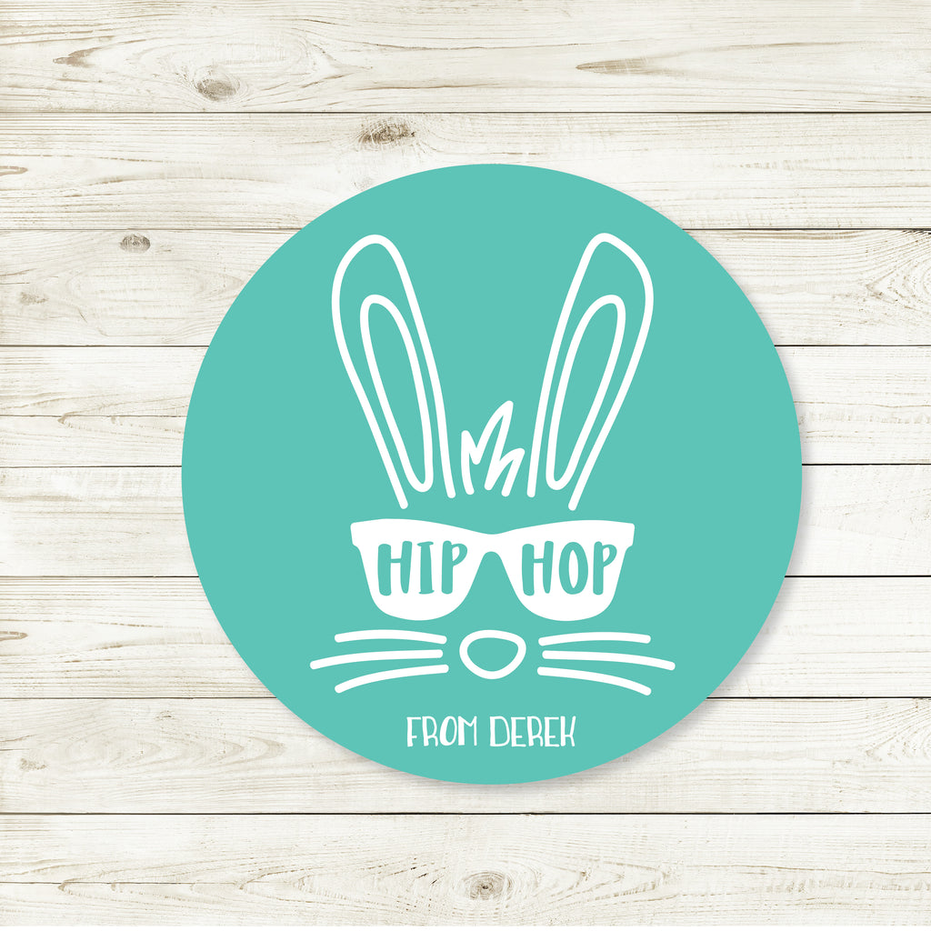 Easter Hip Hop Blue Favor Sticker Set 2.5"| Personalized