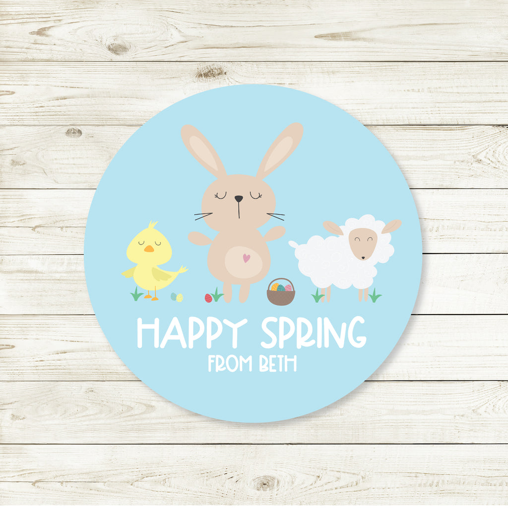 Easter Happy Spring Favor Sticker Set 2.5"| Personalized