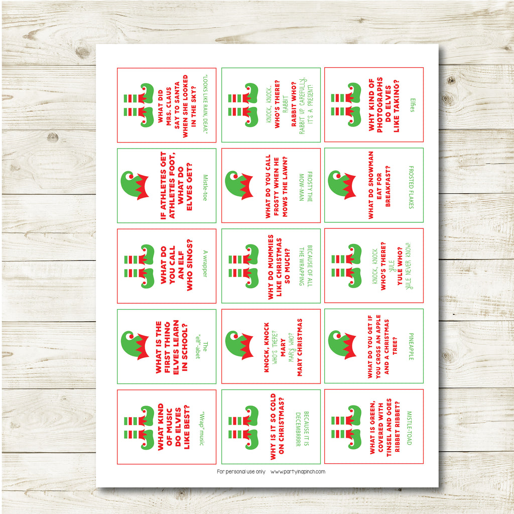 Christmas Elf Jokes, Elf Printable, Instant Download