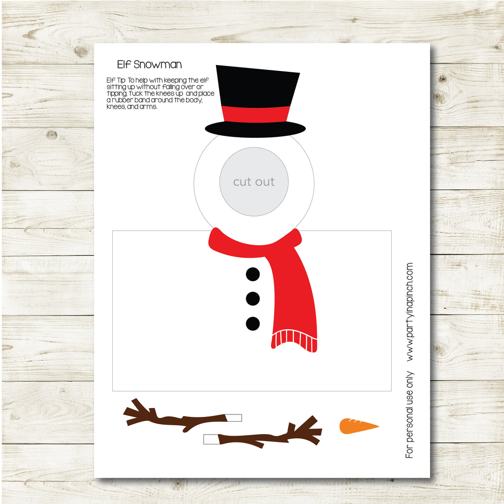 Christmas Elf Snowman, Elf Printable, Instant Download