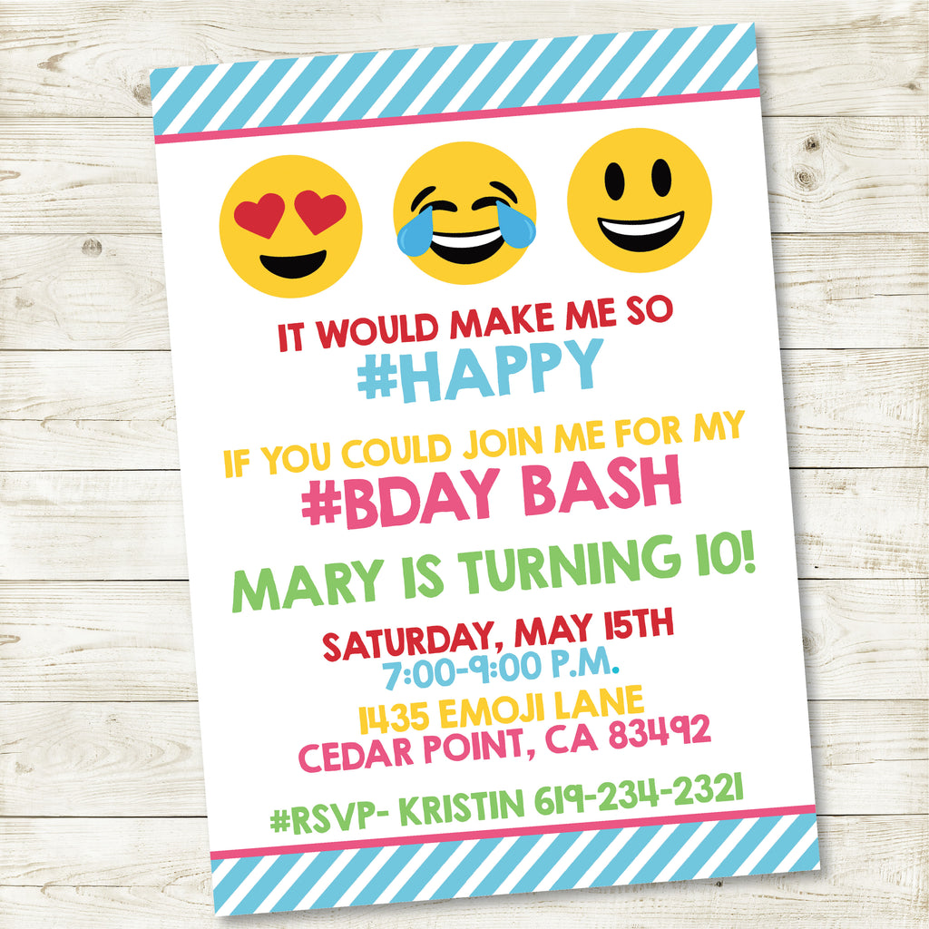 EMOJI PARTY CUSTOM INVITATION| EMOJI PARTY – Partyinapinch