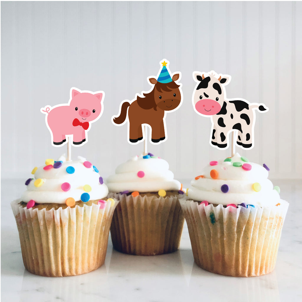 Farm Cupcake Toppers| Farm Party| Instant Download