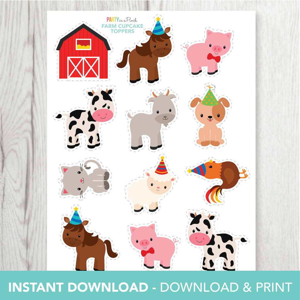 Farm Cupcake Toppers| Farm Party| Instant Download