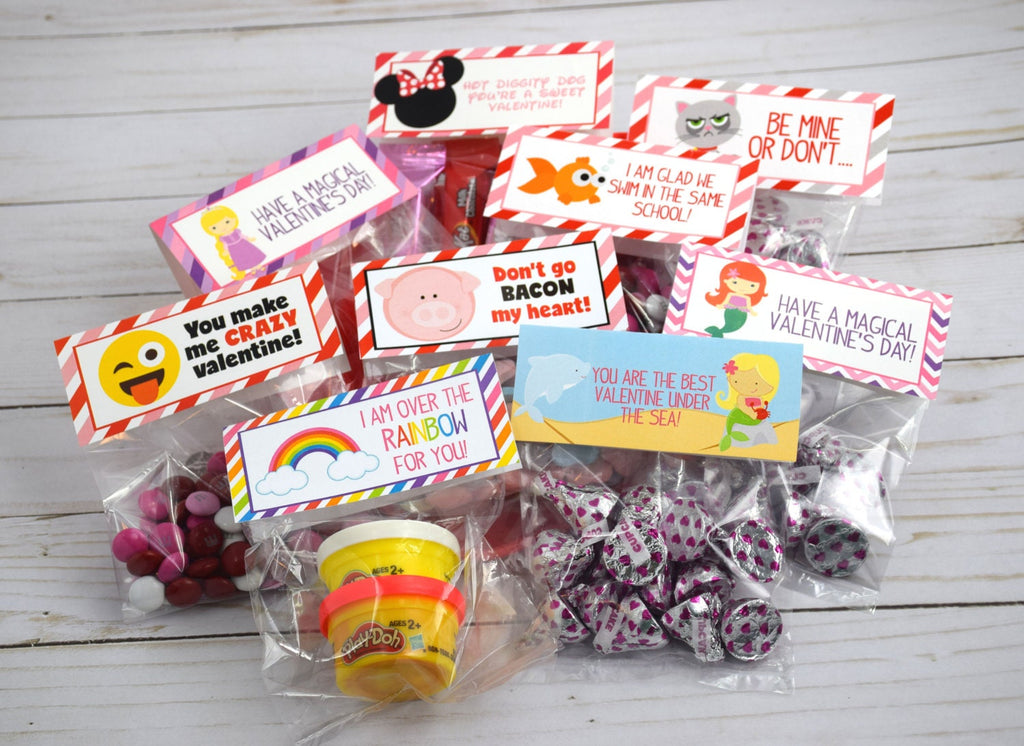 Valentine Emoji Treat Bag Toppers, Valentine's Day, Printable, Instant Download, Digital