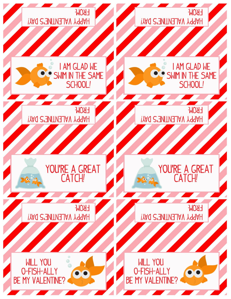 Valentine Goldfish Treat Bag Toppers, Valentine's Day, Printable, Instant Download, Digital