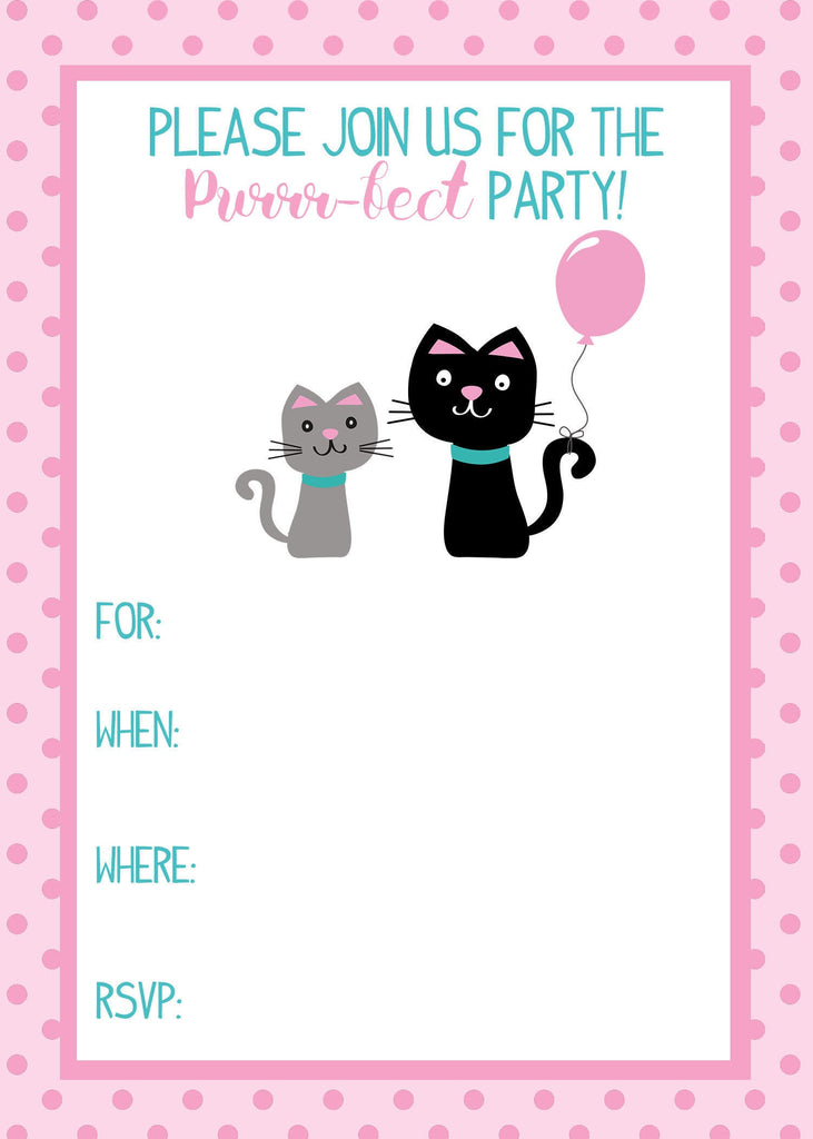 Purrfect Kitten Party Fill-in  Invitation, Kitten Invite, Cat Party,Personalized, Printable,Digital