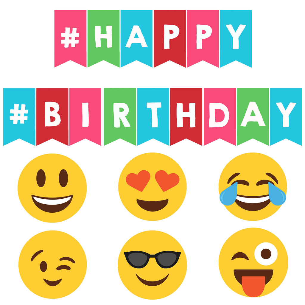 Emoji Party Banner, Emoji Happy Birthday Party, Emoji Banner, Instant Download,Printable, Digital